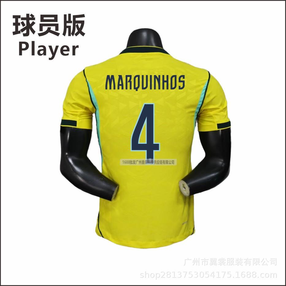 Correct Version 2026 US, Canada and Mexico World Cup Brazil Home and Away Players' Version Jersey 10 Vinicius Single Top