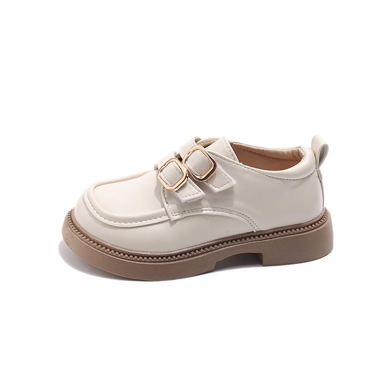 Girls Leather-Look Loafers Fall School Performance Black Brown Beige Kids Flat Shoes With