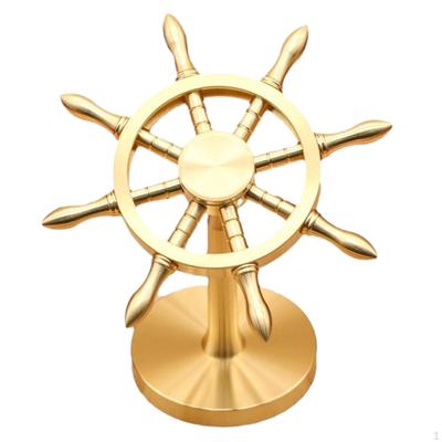 Ship Steering Wheel Boat Sculpture Decor Wealth Ornaments Miniature Figurines Symbol of Luck for