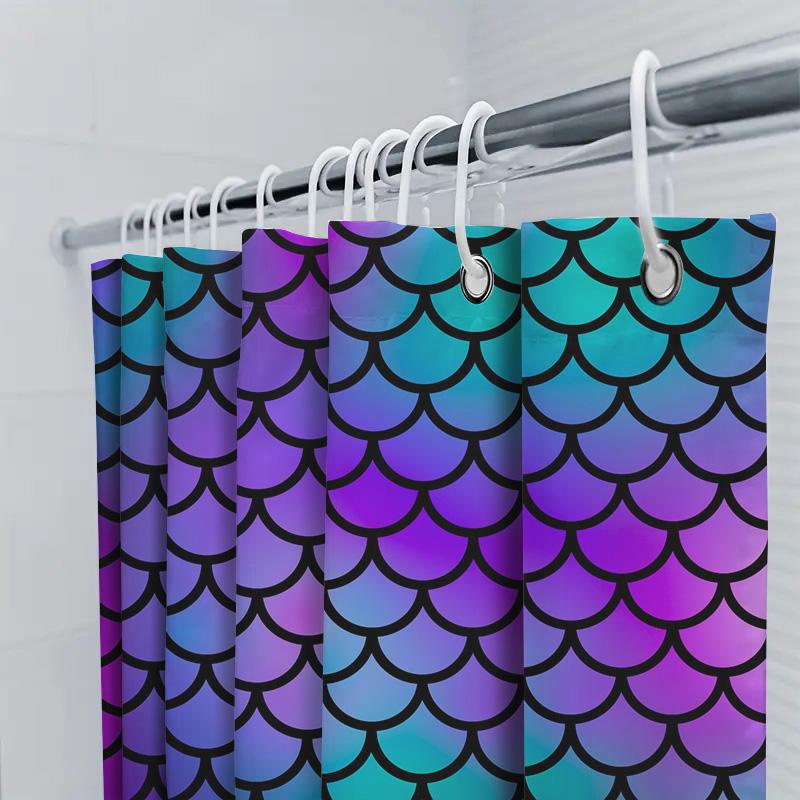 Rainbow Fish Scale Shower Curtain Bath Home Decor Waterproof Printed Fabric Size Options Available Free Shipping World Wide