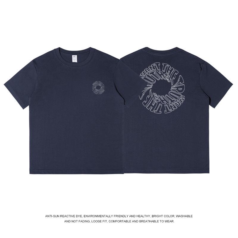 

Крутая футболка с круглым вырезом для мальчика: Евро-американский уличный стиль, Принт с буквами, Чистый хлопок, Короткий рукав, Нишевый дизайн 2XL (78-85 kg)