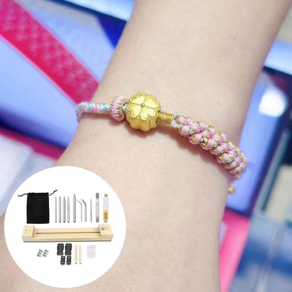 Paracord Jig DIY Wood Bracelet Maker Wristband Knitting Tool Sets Adjustable Length Wooden Parachute Cord Braiding Making Tools