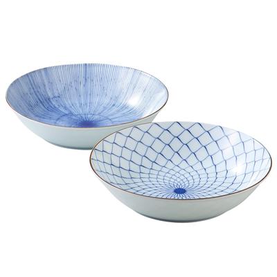 Nishikai Keramikk Mino Ware Lettvektsbolle Tallerken Multibrukskrukke Ca. 21 cm Par Antikk Farget Maling Laget i Japan 19873 Marineblå