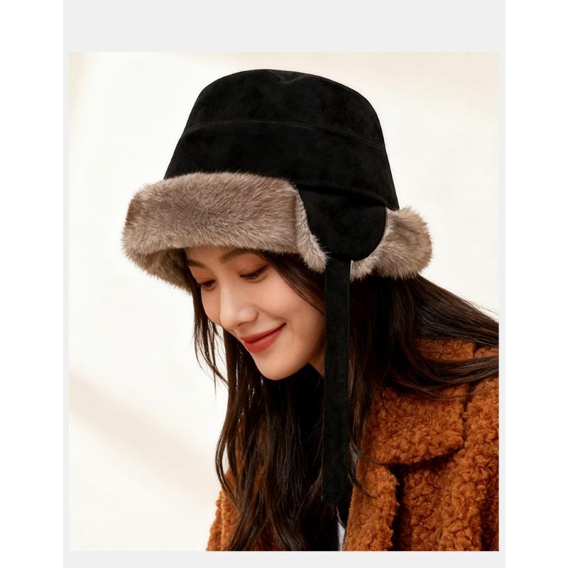 Women S Faux Suede Thick Earflap Winter Hat Multi Wear Fisherman Cap Mongolian Hat