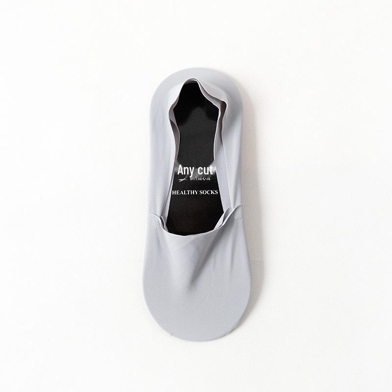 Men's Ice Silk No-Show Socks: Breathable, Sweat-Absorbing, Odor-Resistant, Non-Slip, Cotton Bottom