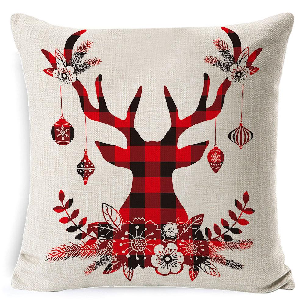 Furniture New Linen Pillow Christmas Pillowcase Sofa Cushion Home Lumbar Pillow