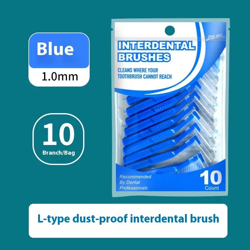 10pcs/bag L Type Between Teeth Brush Teeth Cleaning Brush Gap Tooth Brush Portable Interdental Brush Interdental Cleaning Tool