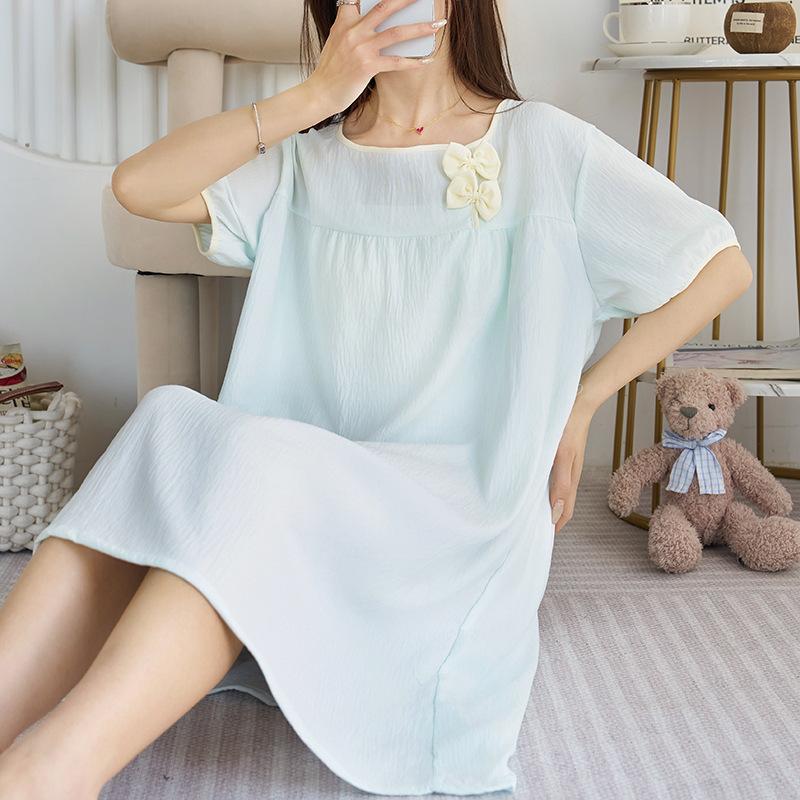 1011 new spring and summer new cloud cotton dress pajamas women's pajamas short sleeves large size Internet celebrities can be worn outside