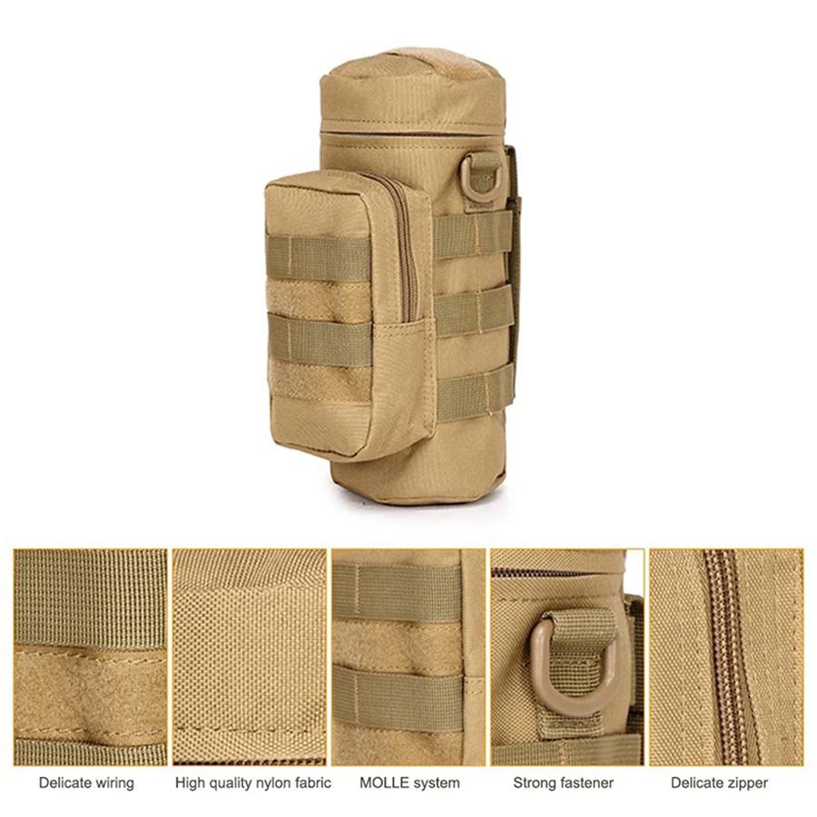 Tactical Molle Θήκη θήκης για τσάντα για μπουκάλι νερού Υπαίθριο ταξίδι Κάμπινγκ Πεζοπορία Ποδηλασία Ψάρεμα Κυνήγι Μπουκάλι Νερού Μεταφορέας Βραστήρας
