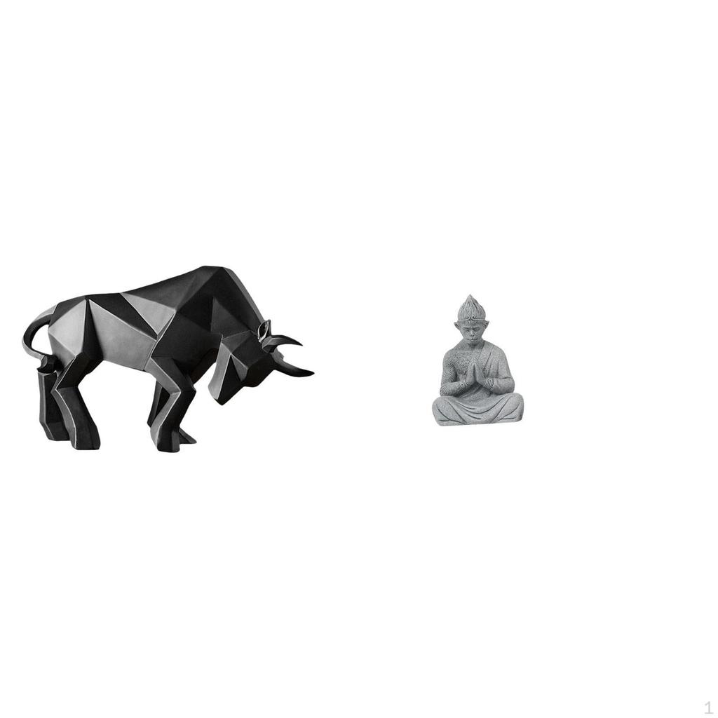 Bull Statue Ornament Lovely Collectible Modern Resin Sculpture Abstract Figurine Monkey Buddha