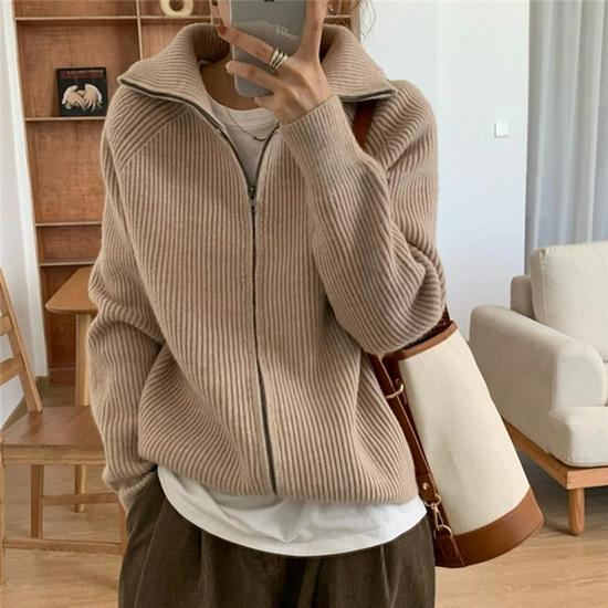 Women's Autumn/Winter Faux Mink Velvet V-Neck Loose Short Sweater Coat - Soft, Thick, Knitted Cardigan, Small Size