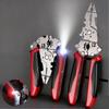 Space Saving Foldable Electrician Pliers Tool With Illumination For Wire Stripping Cutting And Crimping In Low Light