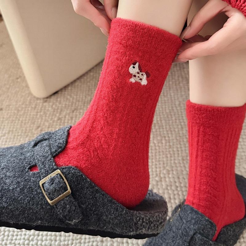 Christmas Stocking Children's Thick and Warm Winter and Autumn Plush Socks New Year Red Socks Sleep-in Tights