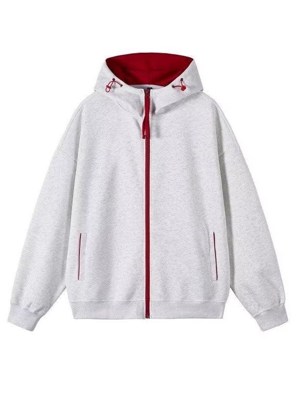 LOGO Unisex Färgblockerad Huvtröja med Dragkedja: Trendig Höst Casual Jacka