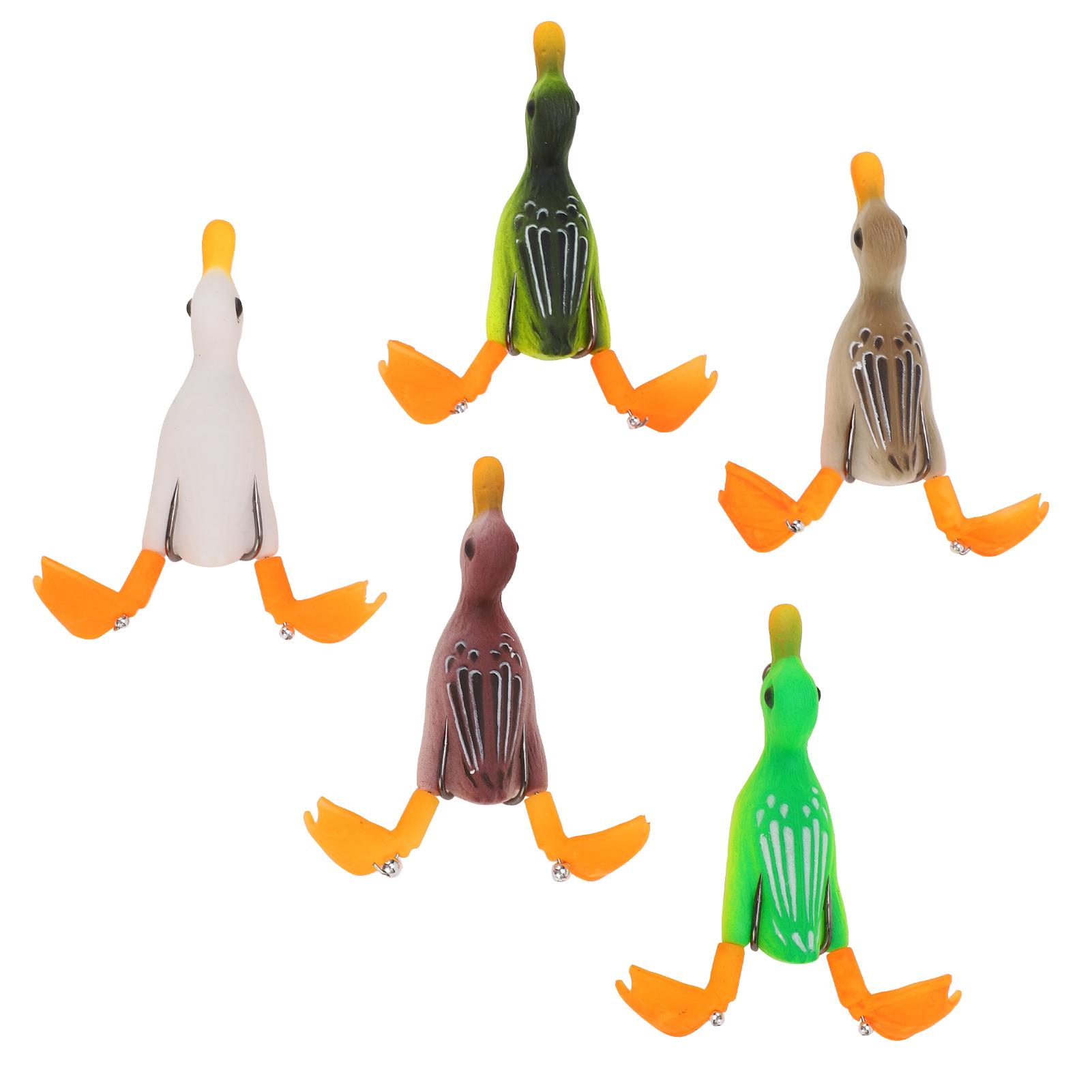 

5 шт., приманка для утки Topwater, 3D резиновая плавающая приманка для ловли утки с крючками, приманка для ловли окуня