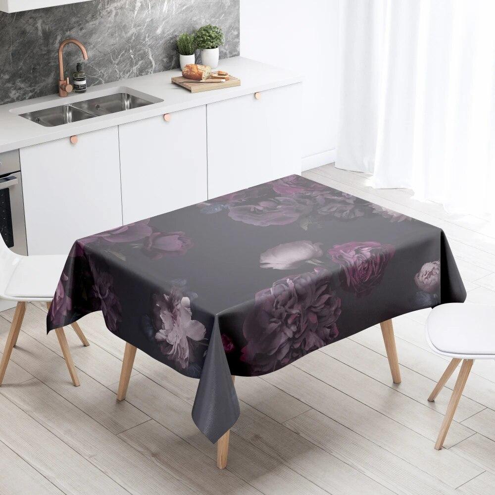 Floral Tablecloth Home Decor Stain Resistant Waterproof Table Decoration Rectangular Kitchen Fireplace Countertop