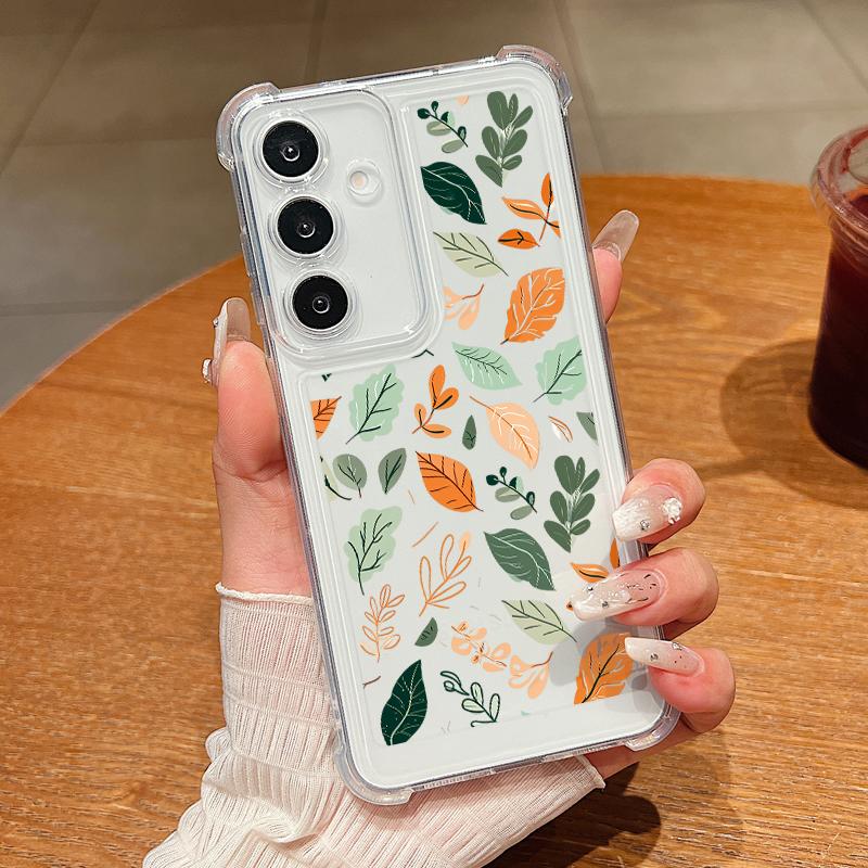 Flowers Leaves Phone Case For Samsung Galaxy S25 Edge S24 Ultra S23 S22 Plus S21 FE A34 A54 A15 A35 A55 A16 A26 A36 A56 5G Capa
