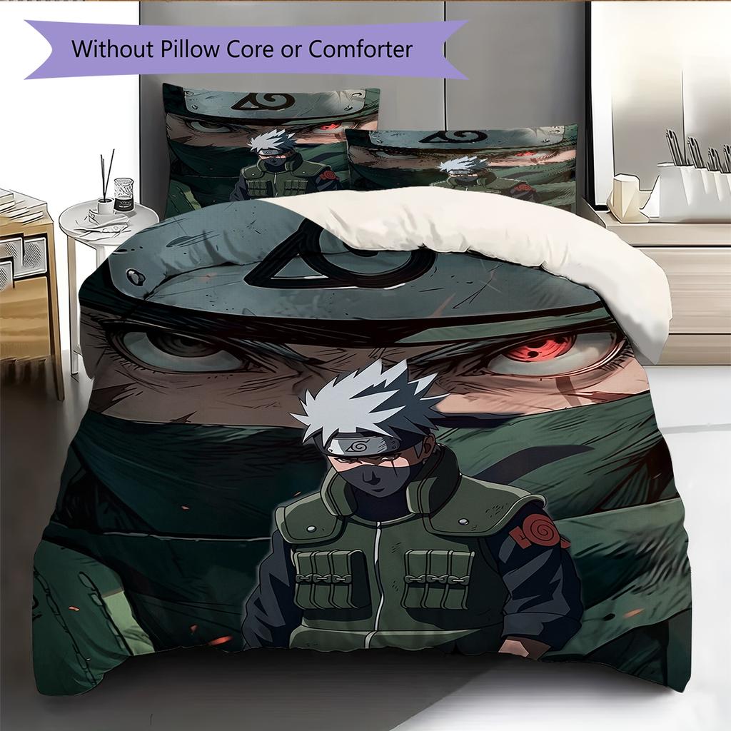 Hatake Kakashi Anime Pattern Bedding Home Decoration Birthday Gift (1 * duvet cover + 2 * pillowcase, without core)