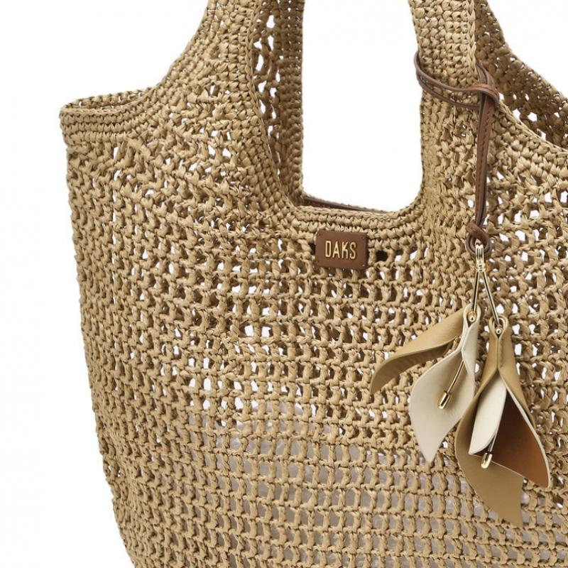Daks Beige Raffia Twist Mesh ShouLder Bag L Dcba6e580i2