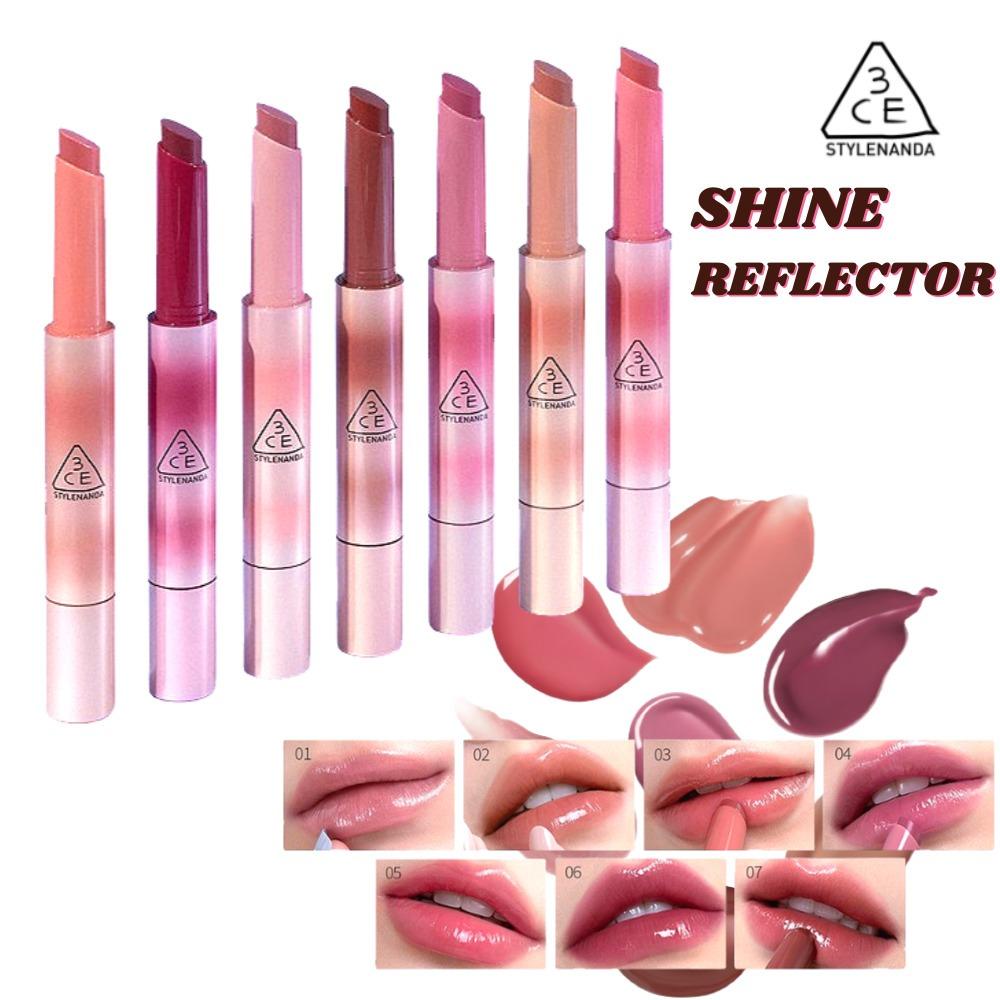 Rtěnka 3CE Shine Reflector, mátově chladivá hydratační s olejovou příchutí, hydratuje po celý den, objemné, lesklé a plné, hladké rty.