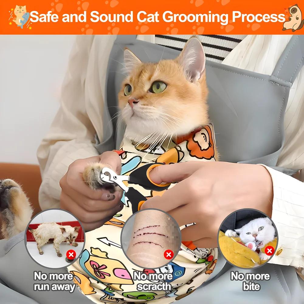 Cat Grooming Wrap Self-Adherent Cat Restraint Wrap Anti-Scratch Cat Swaddle Burrito Wrap for Nail Trimming Cat Grooming Supplies