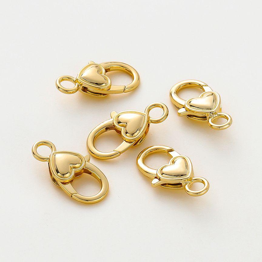 5pcs/lot14K 18K Gold Color Heart Lobster Clasps Connectors Charm Extender Clasps For DIY Necklace Jewelry Crafts Accessories
