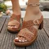 Women's Summer New Coarse Heel Sandals, European and American Fashionable Hollow Out High-heeled Sandals, Plus Size