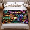Coperta Morbida a Tema Dinosauri Personalizzata con Stampa Nome Testo Coperta Calda Decorazione Divano Casa Camera da Letto