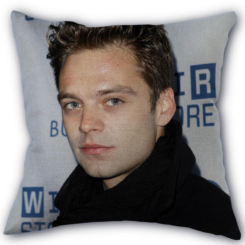 45X45cm Pillow Cover Sebastian Stan Home Decorative Pillowcase Square Zipper Cotton Linen Pillow Cases Bedroom 0331