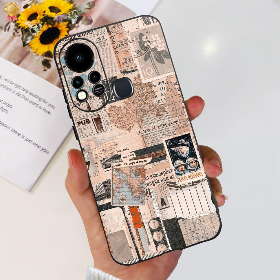 For Infinix Hot 11s Case Back Cover Clear Cute Cat Black Soft Silicone Coque For Infinix Hot11S Hot 11S Phone Case Bumper Fudna