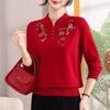 Hodo Mid-Aged Women's Embroidered Knit Sweater