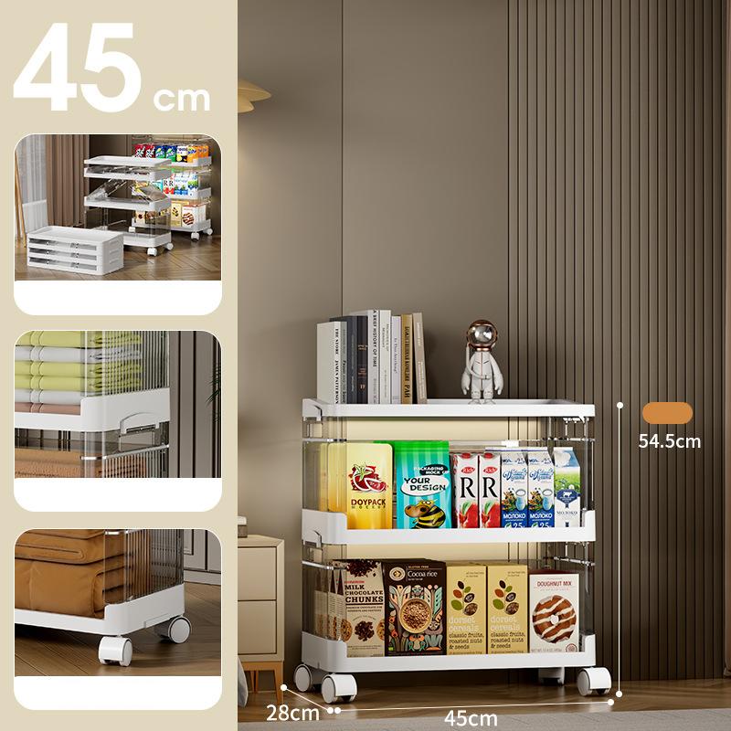 

Складная полка для хранения, не требующая сборки, многоцелевая стойка-органайзер для кухни, гостиной, детских игрушек, одежды, домашнего хранения, компактный дизайн 45cm-2Layer белый