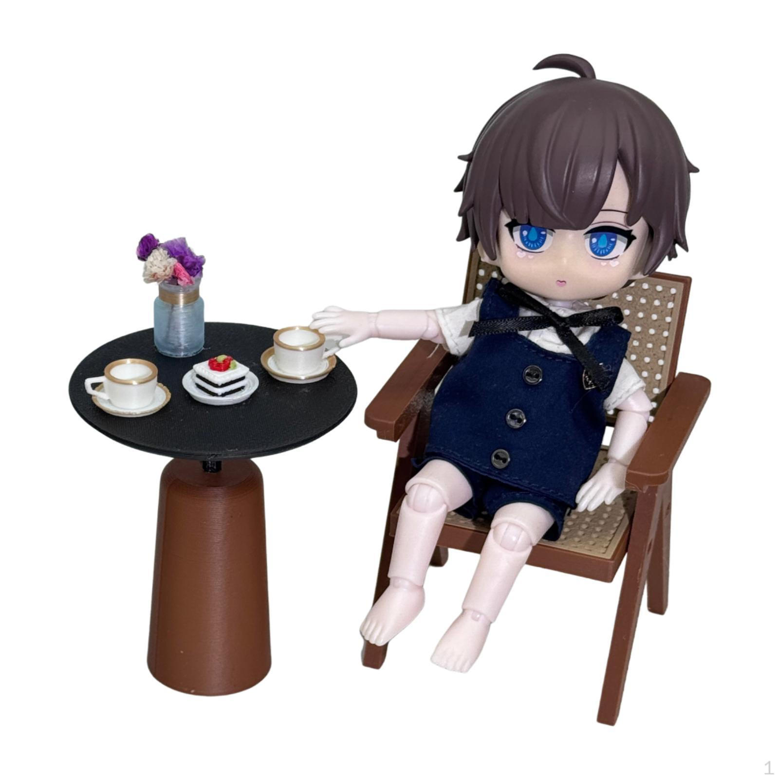 Miniature Coffee Table And Chair Set for Dollhouse, 1:12 Scale Mini Set, Collectible 1 Chair