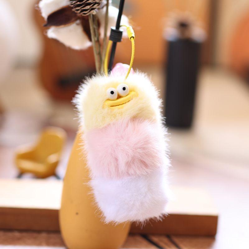 

Plush Caterpillar Keychain With Soft Short Pile For Kids And Collectors рожевий