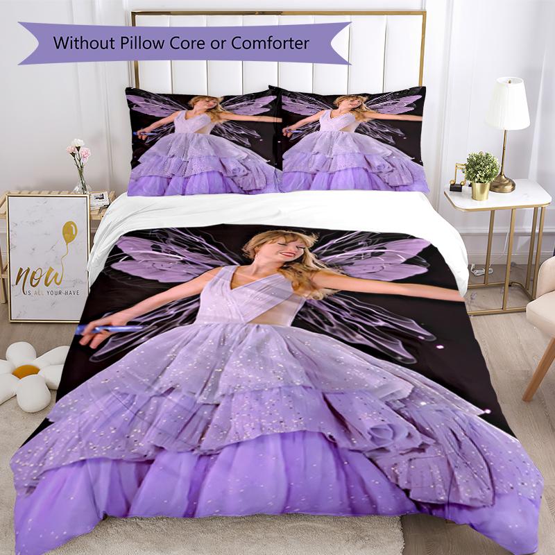 3pcs Taylor Swift Pattern Bedding Set Duvet Cover Set Includes Duvet Cover &pillowcases, Perfect All Season Bedroom Decoration & Gift