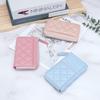 Genuine Leather Women's Change Purse Fashionable Style Rhomboid Plaid Short Wallet Multi-card Card Bag