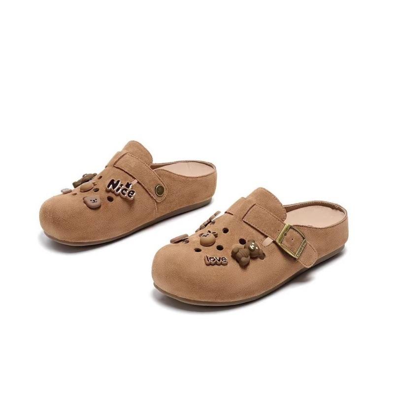 Thick-soled Bag Head Half Slippers, Wearing Hole Shoes Outside, Women's Spring 2025 New Lazy One-pedal Flat-bottomed Cool Slippers