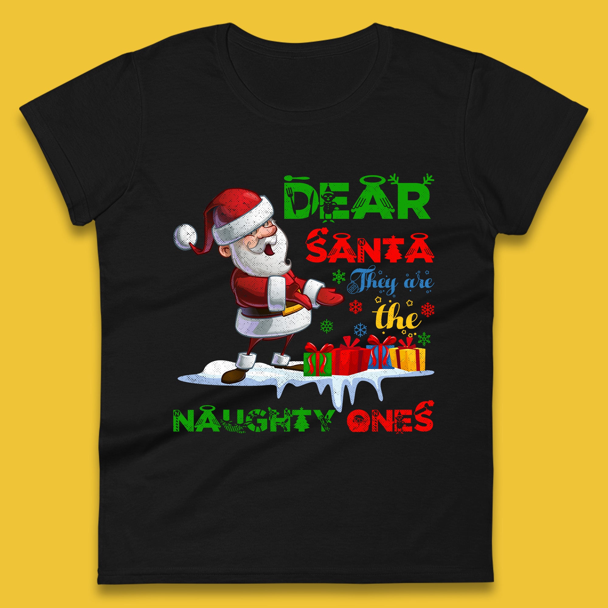 Dear Santa They Are The Naughty Ones Christmas Womens T Shirt Mens Tops Tees Unisex S