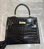 New First-layer Cowhide High-gloss Crocodile Pattern, Bag Gold Buckle Belly Handbag Atmospheric Fashion Leather Shoulder Bag