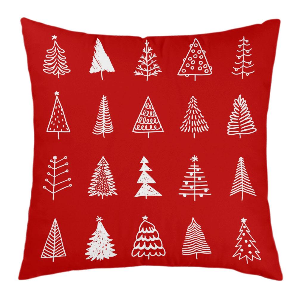 New Christmas Short Plush Pillow Cover Peach Skin Digital Printing Cushion Cover Christmas Snowman Pattern