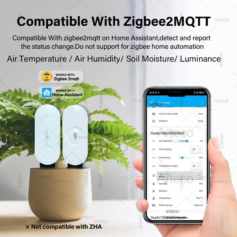 Smart Zigbee Soil Moisture Sensor Luminance Temperature Humidity Detection Soil Moisture Tester,For Tuya Home Assistant Z2MQTT