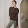 Women's Stretch Fleece-lined Sports Jacket with Stand Collar - Long Sleeve Yoga Top for Running & Fitness, Spring Style