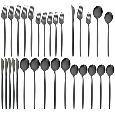Ensemble de couverts noirs 30 pièces, miroir, vaisselle, couteau, fourchette à dessert, cuillères, couverts en acier inoxydable occidental, argenterie, ensemble de vaisselle de cuisine de fête