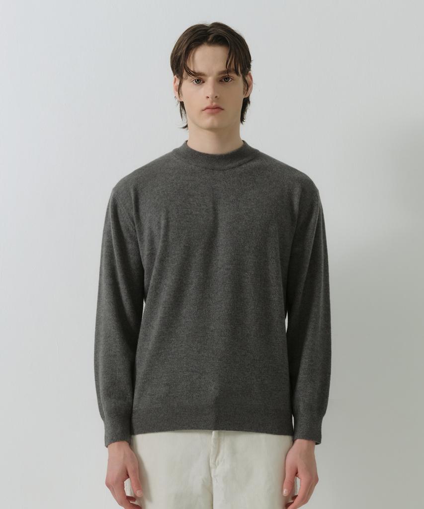Dibeullu Standard Merino Wool Mock Neck Knit Stone Grey