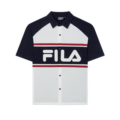 Original Breathable Trendy Color Block Woven Moisture-Wicking Short Sleeve Shirt Men Shirts Cloud-Mushroom-White F11M439403FWT