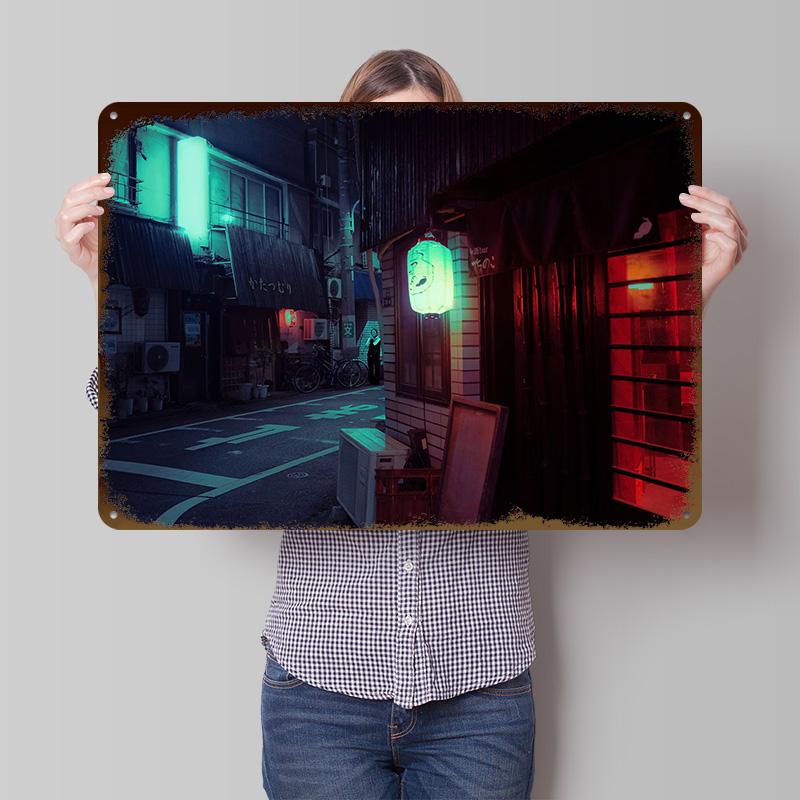 Night Shift in Tokyo Tinplate Poster Customized Wall Art Retro Vintage Metal Signs for Fans Decoration Bedroom Desk Decor Room