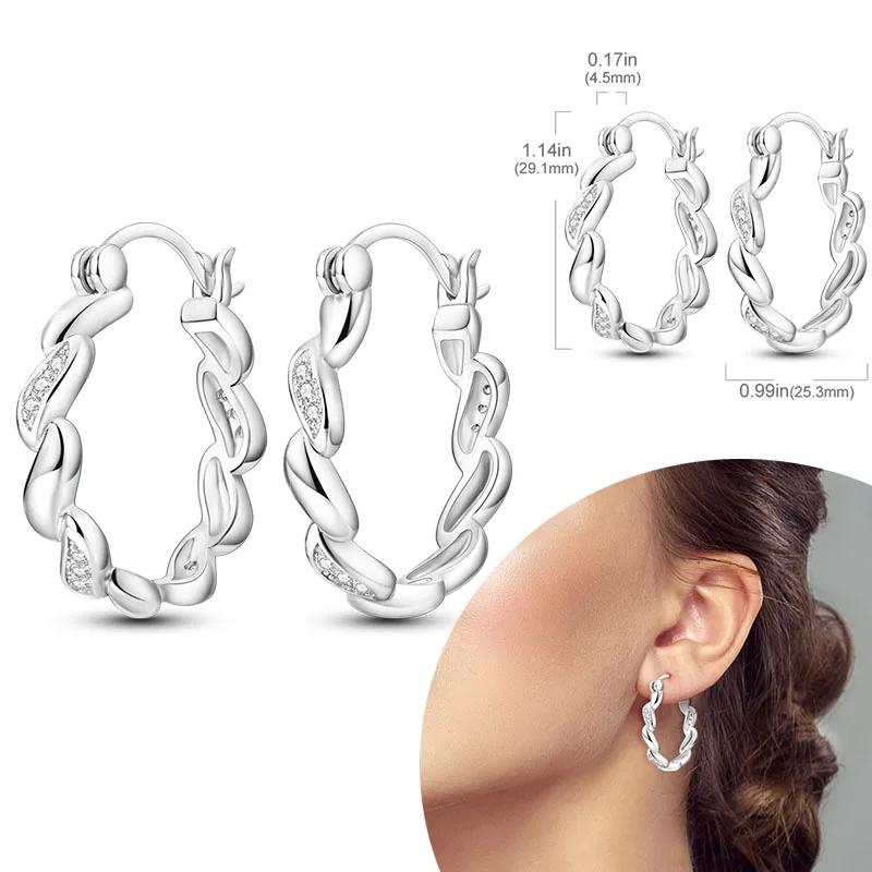 925 Sterling Silber Creolen Hypoallergene Creolen mit Zirkonia Mode Hochwertiger Schmuck für Damen Mädchen