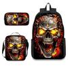 Skull Student Backpack Set Fashion Double Shoulder Bag Crossbody Bag Pencil Case Trendy Accessories Multifunctional School Bag
