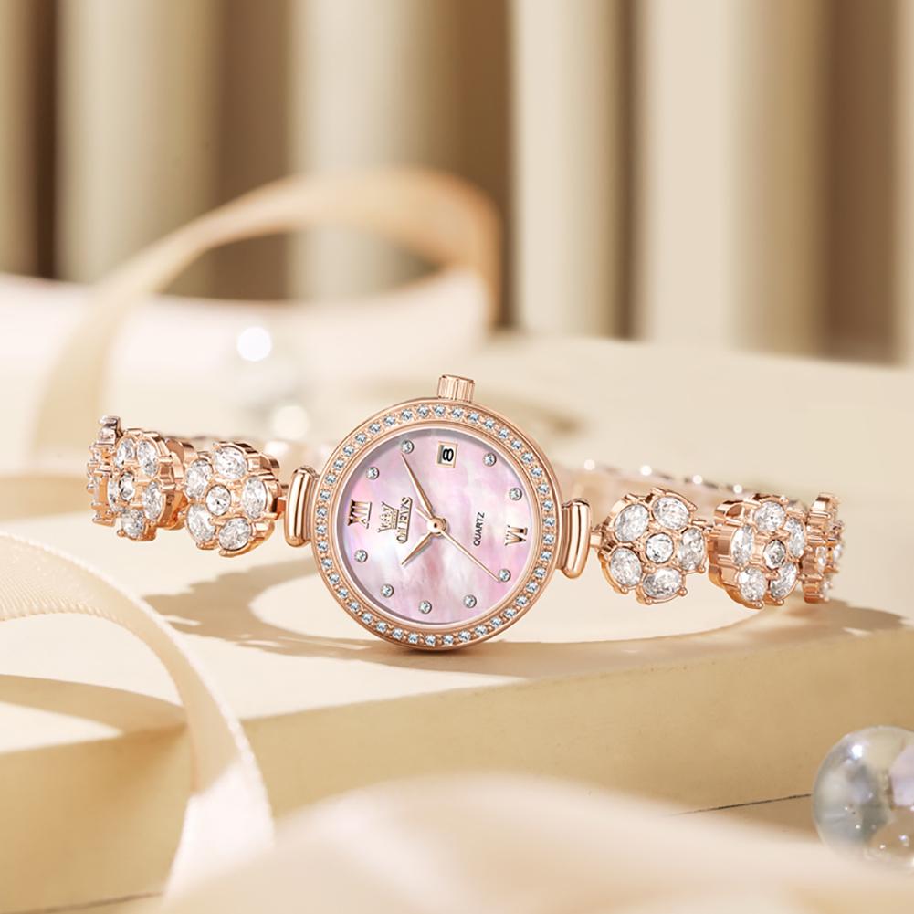 New OLEVS Rose Gold Women Watches Rhinestone Bracelet Ladies Wrist Watches Luxury Brand Womens Watch Female Relogio Feminino