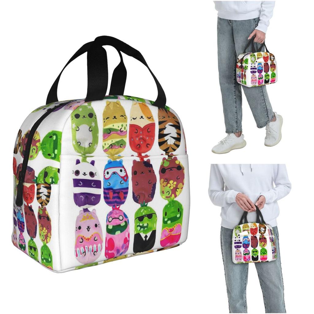 Cats Vs Pickles 12-Pack Insulated Lunch Bag for Women Children Portable Food Boxes Thermal Lunch Box Tote